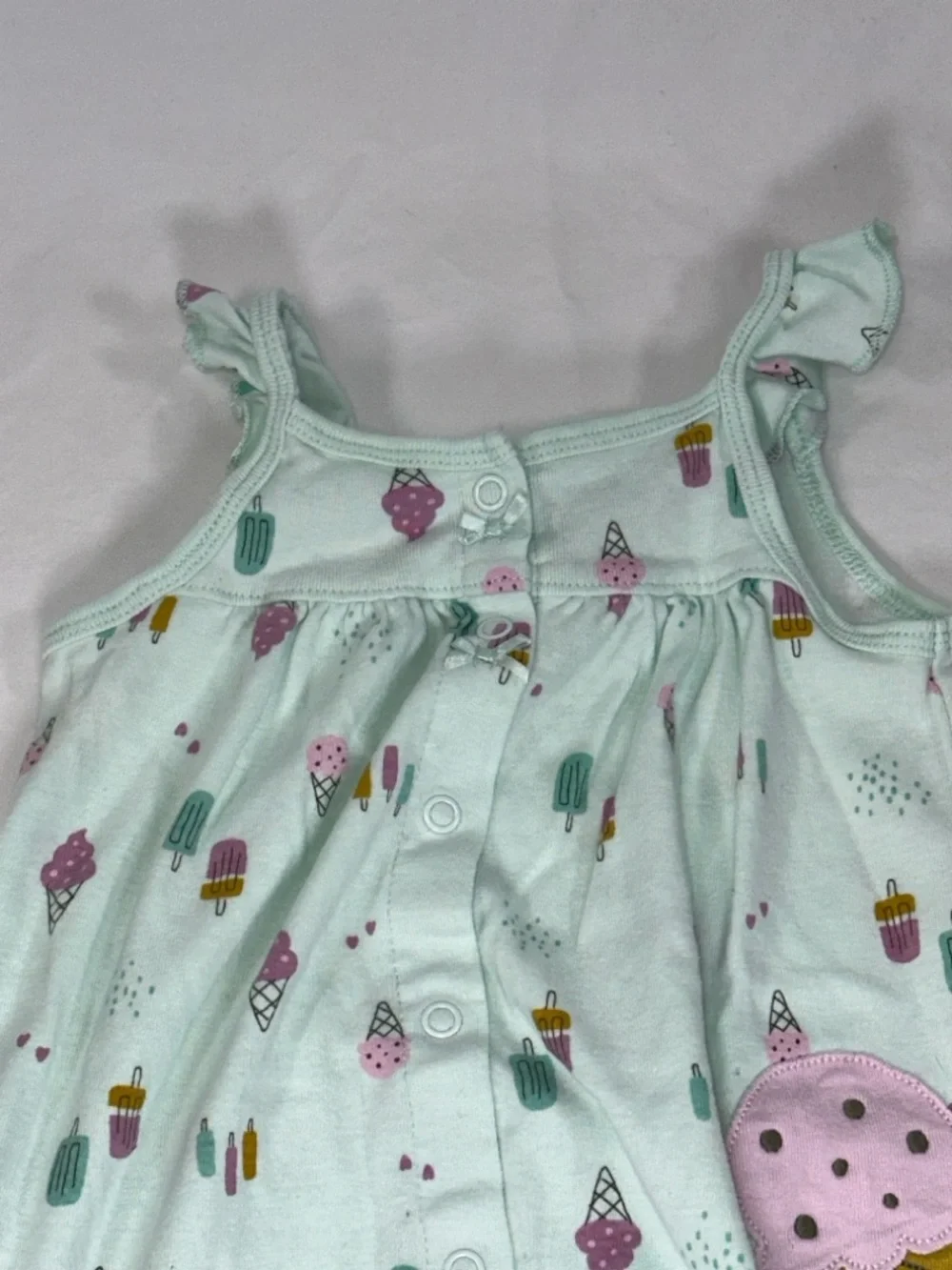 Carters Child of Mine Baby Girl Romper Ice Cream Print Mint Green Size 24M